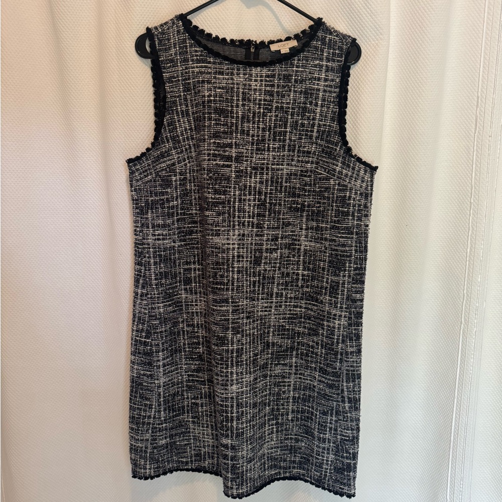 Loft Black and White Tweed Dress
